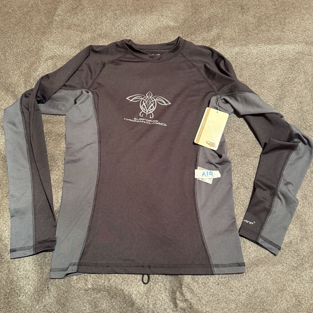 Surfware Hawaiian Classics Kids Swimwear L Large Black Gray Surf Shirt New